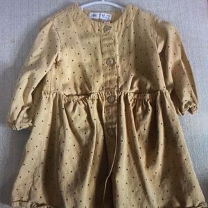 Yellow Polka Dot Kids Casual Dress